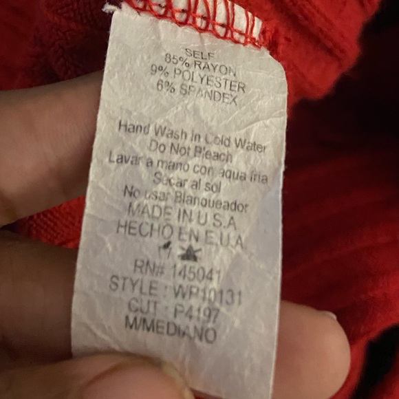 Red Ribbed Stack Pants - Picture 3 of 3